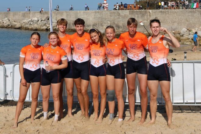 Nederlandse junioren doen waardevolle Beach Sprint ervaring op in Portugal